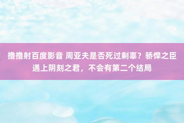 撸撸射百度影音 周亚夫是否死过剩辜？骄悍之臣遇上阴刻之君，不会有第二个结局