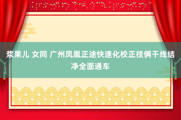 浆果儿 女同 广州凤凰正途快速化校正技俩干线结净全面通车