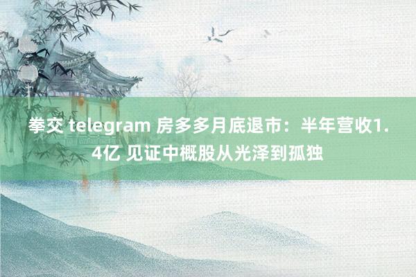 拳交 telegram 房多多月底退市：半年营收1.4亿 见证中概股从光泽到孤独