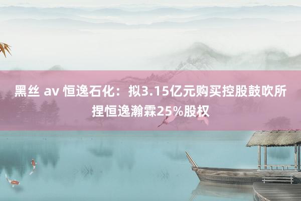 黑丝 av 恒逸石化：拟3.15亿元购买控股鼓吹所捏恒逸瀚霖25%股权