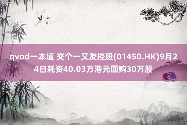 qvod一本道 交个一又友控股(01450.HK)9月24日耗资40.03万港元回购30万股