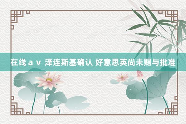 在线ａｖ 泽连斯基确认 好意思英尚未赐与批准