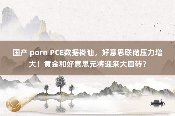 国产 porn PCE数据褂讪，好意思联储压力增大！黄金和好意思元将迎来大回转？