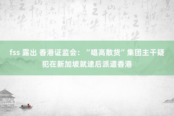 fss 露出 香港证监会：“唱高散货”集团主干疑犯在新加坡就逮后派遣香港