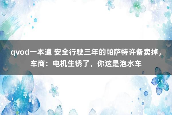 qvod一本道 安全行驶三年的帕萨特许备卖掉，车商：电机生锈了，你这是泡水车