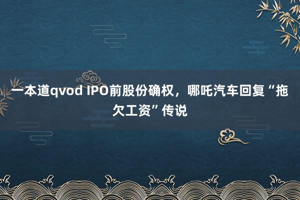 一本道qvod IPO前股份确权，哪吒汽车回复“拖欠工资”传说