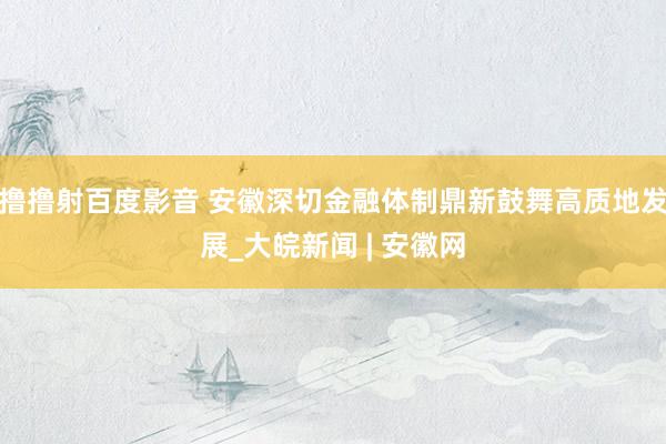 撸撸射百度影音 安徽深切金融体制鼎新鼓舞高质地发展_大皖新闻 | 安徽网