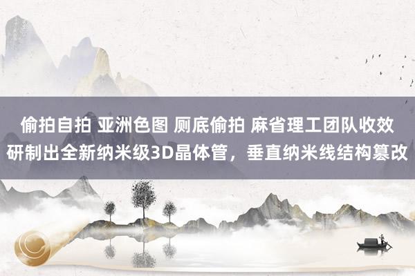 偷拍自拍 亚洲色图 厕底偷拍 麻省理工团队收效研制出全新纳米级3D晶体管，垂直纳米线结构篡改