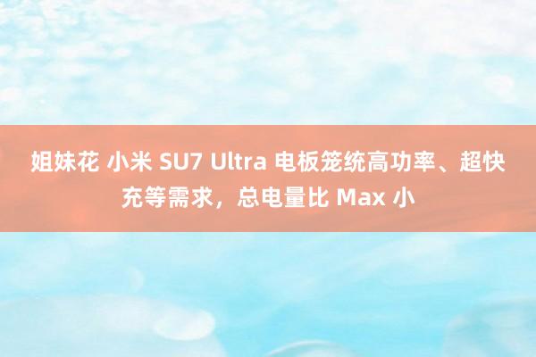 姐妹花 小米 SU7 Ultra 电板笼统高功率、超快充等需求，总电量比 Max 小