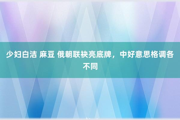 少妇白洁 麻豆 俄朝联袂亮底牌，中好意思格调各不同