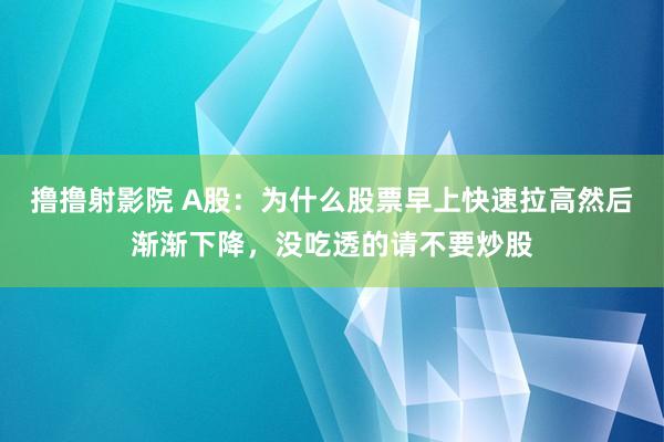 撸撸射影院 A股：为什么股票早上快速拉高然后渐渐下降，没吃透的请不要炒股