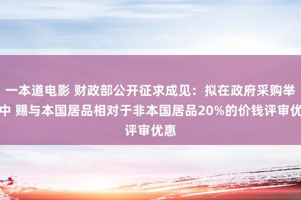 一本道电影 财政部公开征求成见：拟在政府采购举止中 赐与本国居品相对于非本国居品20%的价钱评审优惠