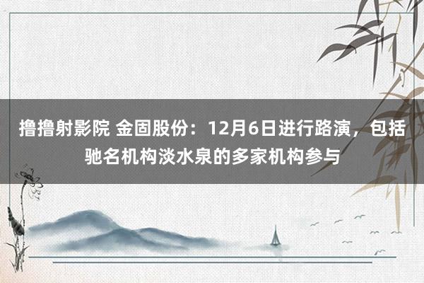 撸撸射影院 金固股份：12月6日进行路演，包括驰名机构淡水泉的多家机构参与