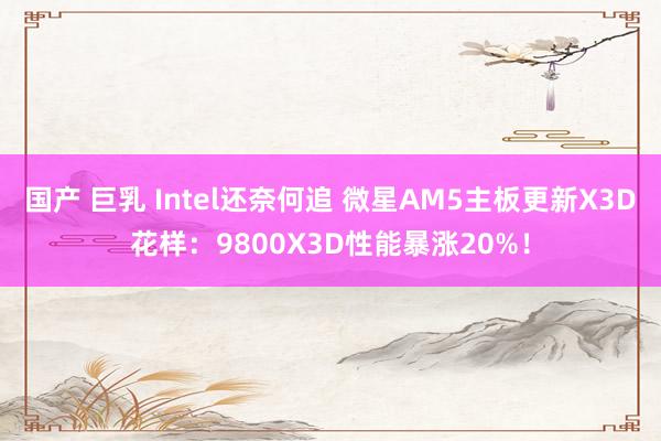 国产 巨乳 Intel还奈何追 微星AM5主板更新X3D花样：9800X3D性能暴涨20%！