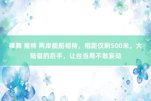 裸舞 推特 两岸舰船相持，相距仅剩500米，大陆留的后手，让台当局不敢妄动