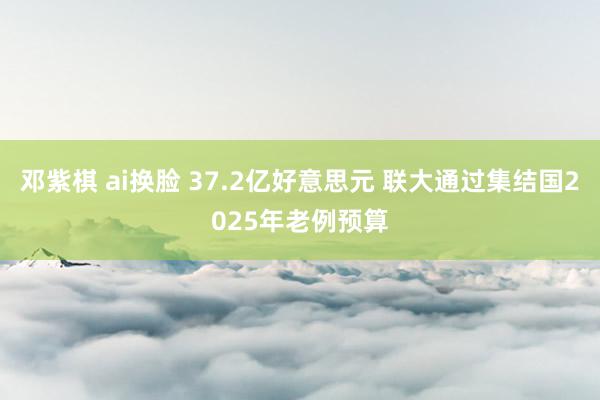 邓紫棋 ai换脸 37.2亿好意思元 联大通过集结国2025年老例预算