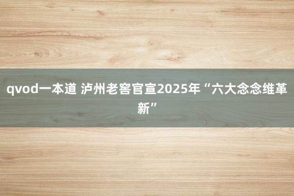 qvod一本道 泸州老窖官宣2025年“六大念念维革新”