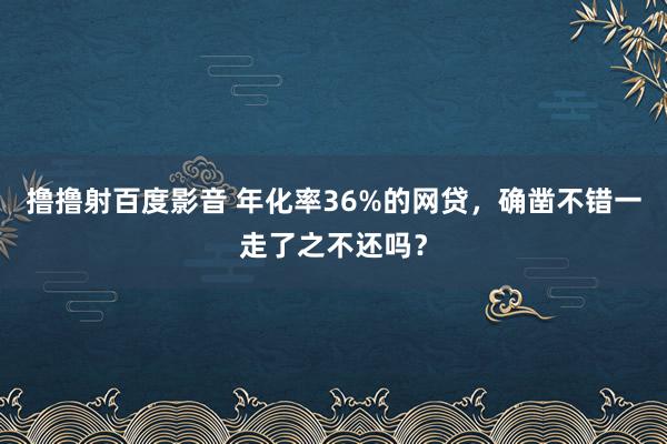 撸撸射百度影音 年化率36%的网贷，确凿不错一走了之不还吗？