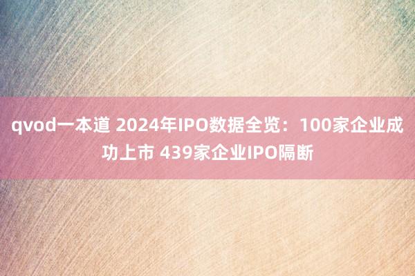 qvod一本道 2024年IPO数据全览：100家企业成功上市 439家企业IPO隔断