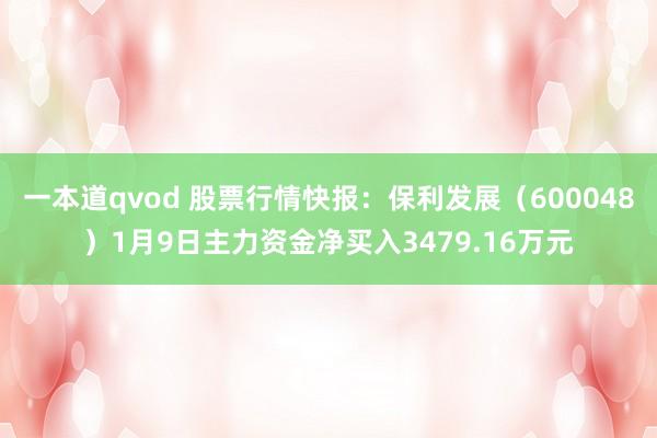 一本道qvod 股票行情快报：保利发展（600048）1月9日主力资金净买入3479.16万元