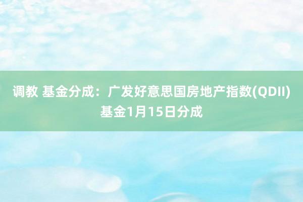 调教 基金分成：广发好意思国房地产指数(QDII)基金1月15日分成