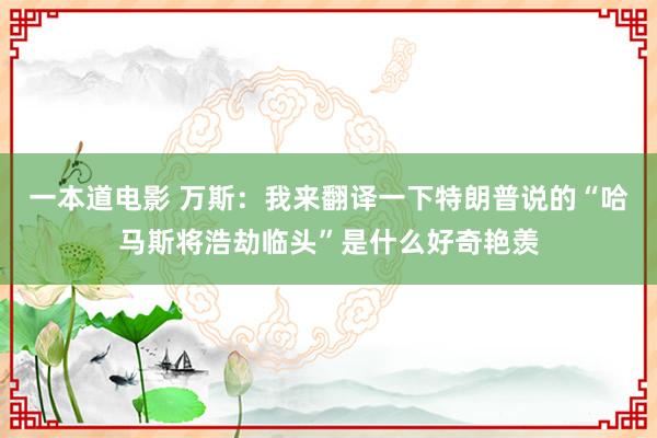 一本道电影 万斯：我来翻译一下特朗普说的“哈马斯将浩劫临头”是什么好奇艳羡